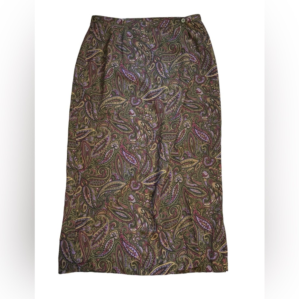 Emma James Women’s Green/Purple Paisley Skirt Size‎ 16